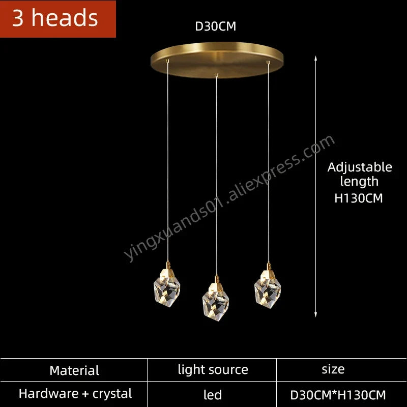 lustre en cristal suspendu pour un éclairage élégant et moderne