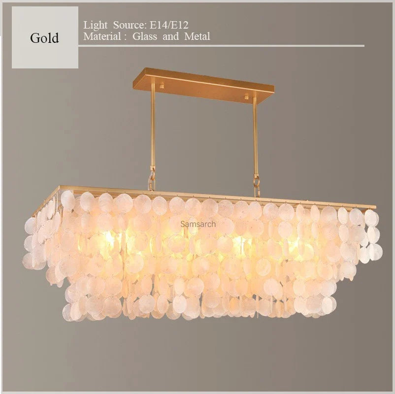 2024 Modern simple living room Scandinavian shell dining room romantic light luxury checkroom B&B rectangular suction chandelier
