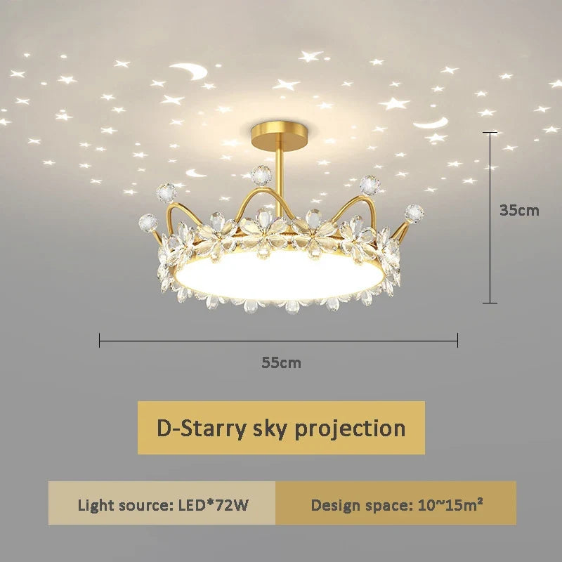 lustre en cristal couronne d'or pour décoration enfant étoile luxueuse