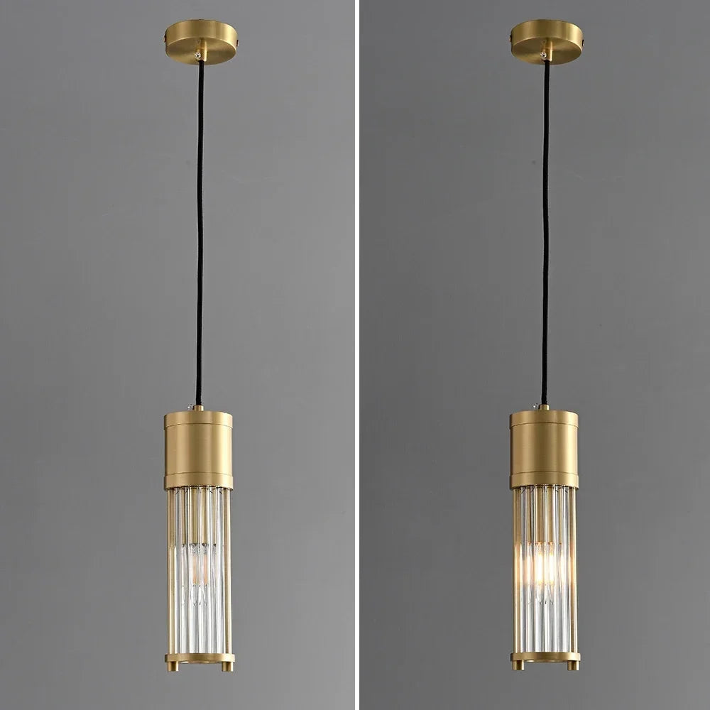 suspension à led en cuivre avec abat-jour en verre réglable