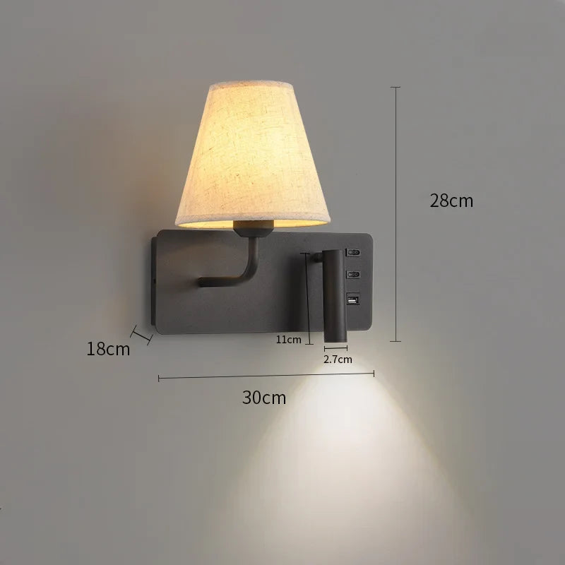 applique murale de lecture à led pour enfants avec interrupteur usb