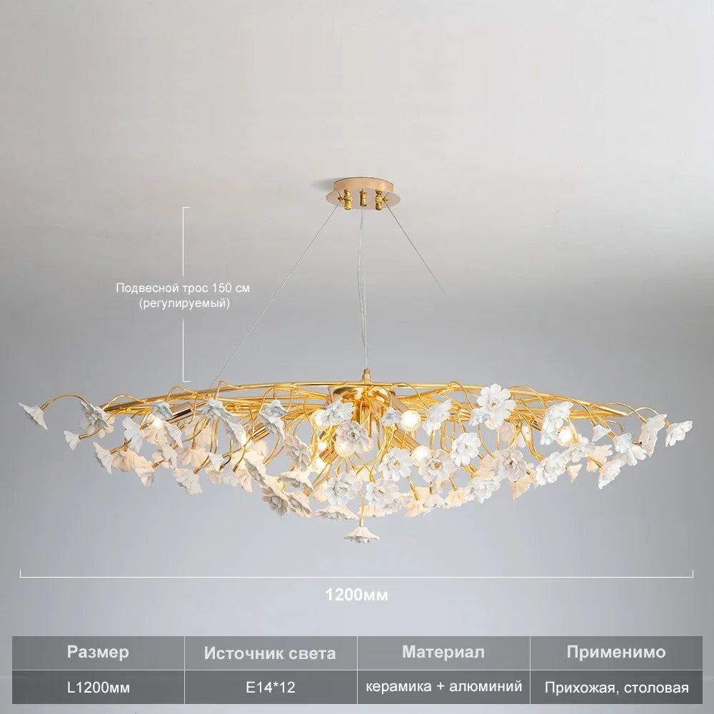 lustre romantique à fleurs pour décoration intérieure élégante