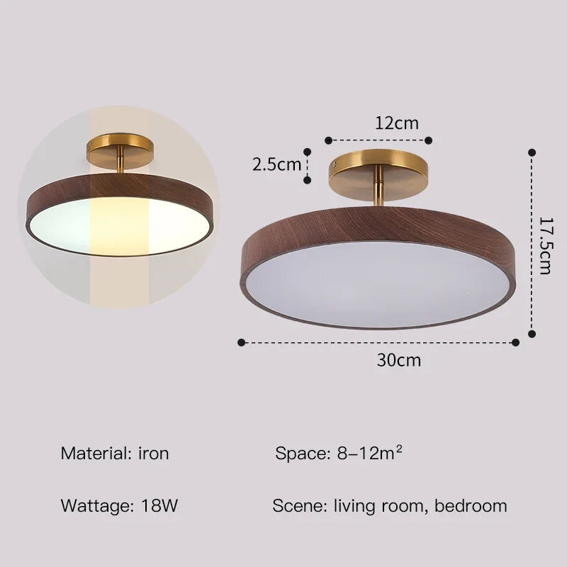 plafonnier moderne rond imitation bois pour intérieur élégant
