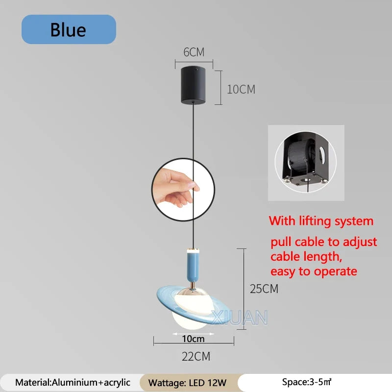 lustre saturno design led ajustable en hauteur
