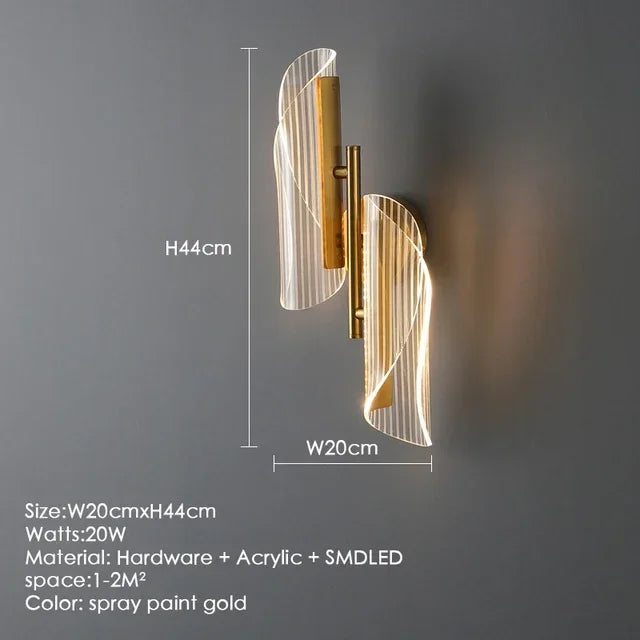 Moderne luxe créatif acrylique applique murale LED lumière or noir applique pour allée applique chambre chevet couloir décor à la maison
