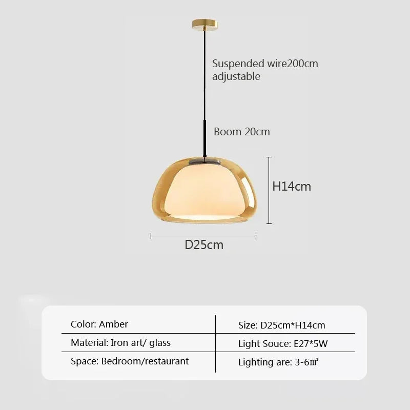 suspension en verre double couche style danois pour intérieur élégant