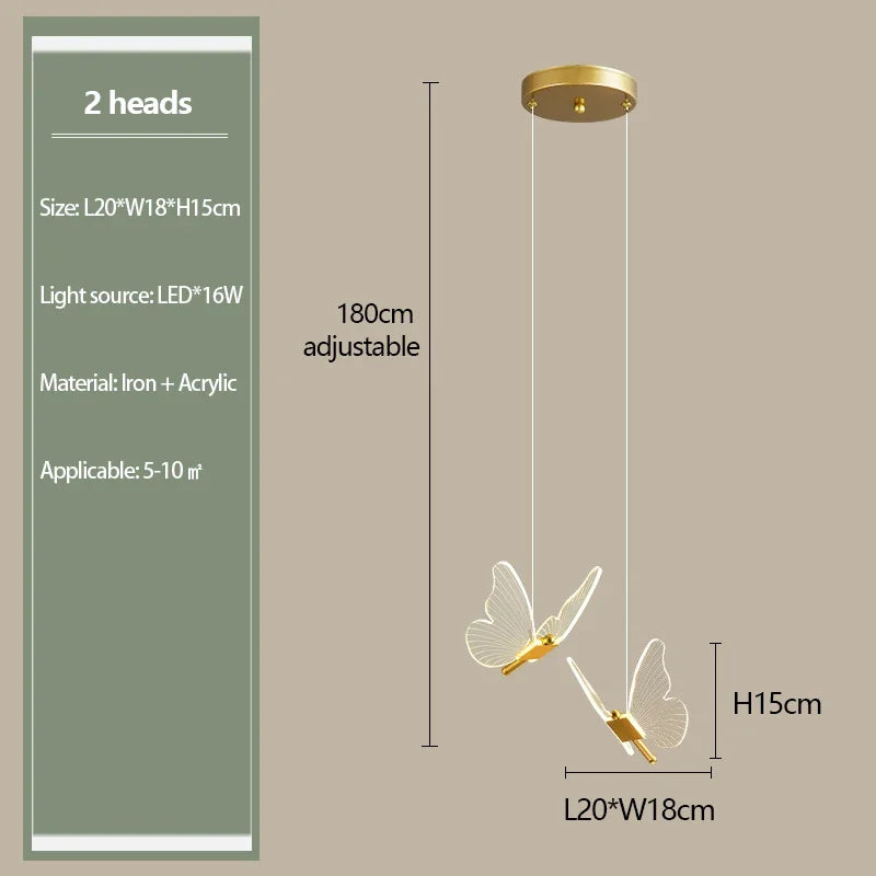 lustre papillon transparent design nordique suspension led