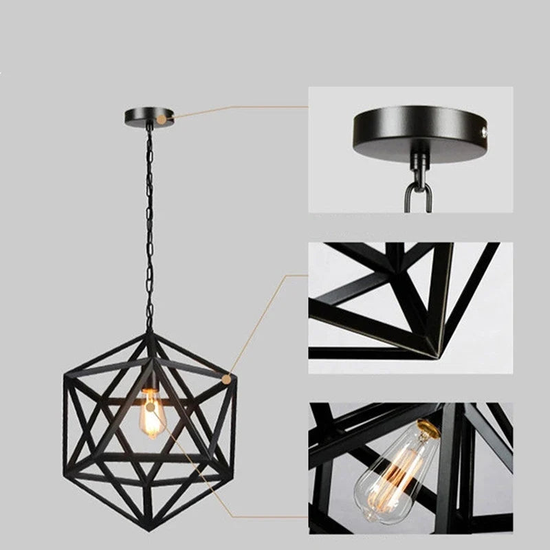 gzmj hexahedron droplight suspension en fer