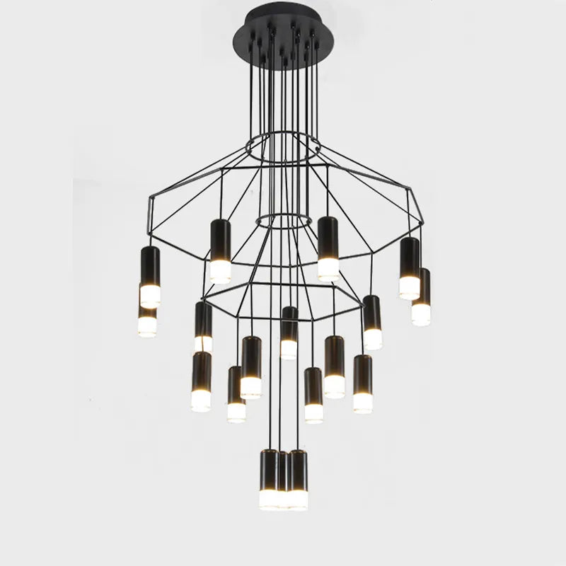 Lustre de Salon moderne cuisine Salon salle à manger hall d'entrée escalier lampe suspendue à flux métallique Loft déco nordique suspension Lustre