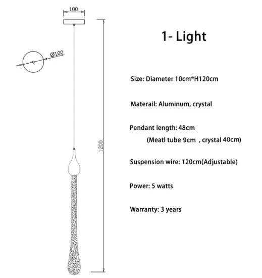 lustre led moderne en cristal pour grand escalier