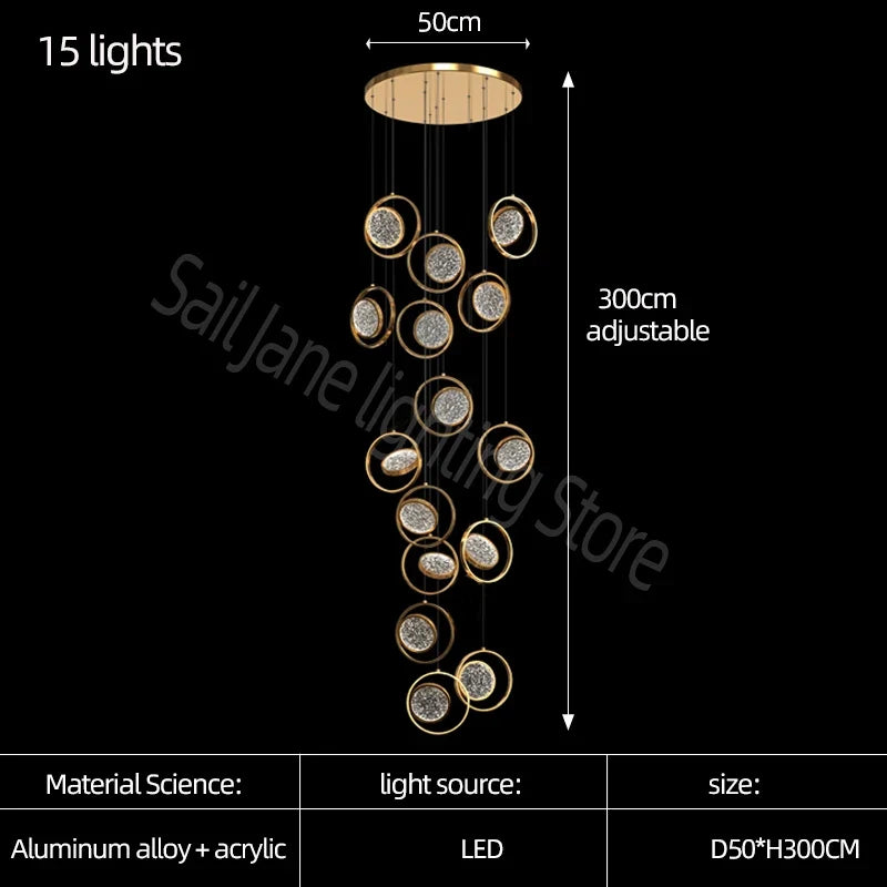 lustre minimaliste deluxe en anneau led pour villa