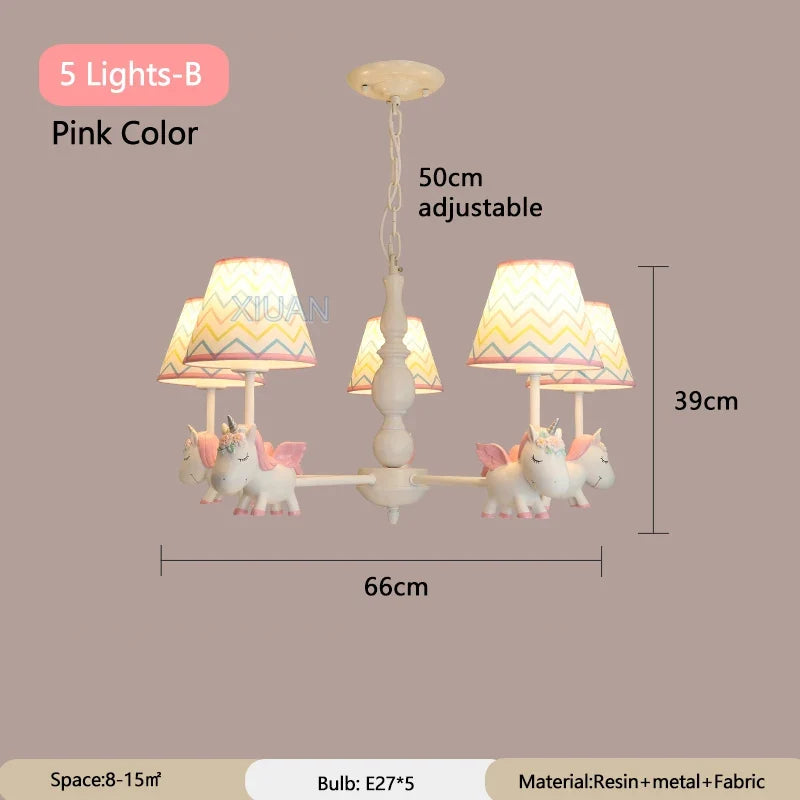 lustre licorne dessin animé pour chambre d'enfant suspendu