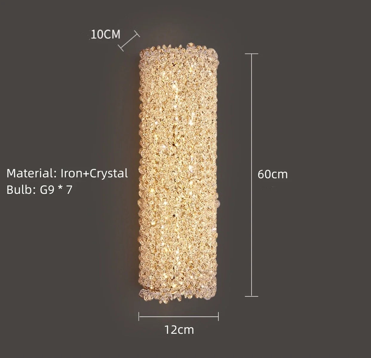 applique murale en métal doré avec ampoule en cristal clair fil réglable