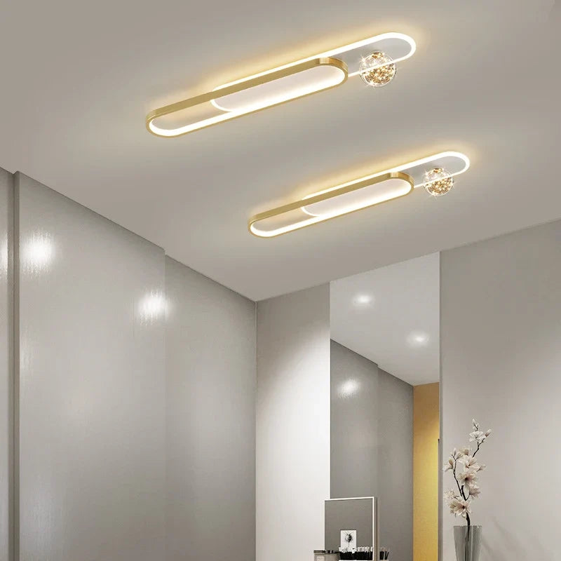 lustre moderne simple de luxe créatif étoilé encastré longue bande