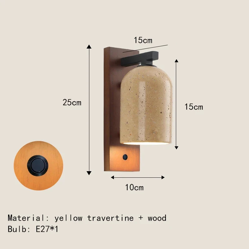 applique murale led en pierre naturelle pour hôtel avec interrupteur