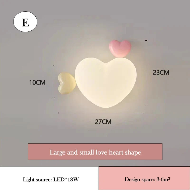 applique murale led en forme de cœur pour chambre d'enfant