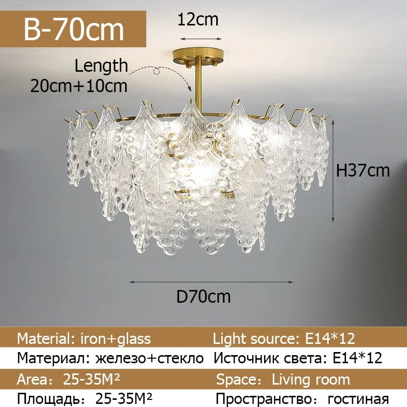lustre moderne en verre 2023 feuilles gouttelette éclairage suspendu