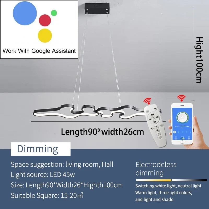Smart Home Alexa Google Home Modern LED Chandelier, Used For Living Rooms, Restaurants, Bars, Kitchens, Room Chandeliers,