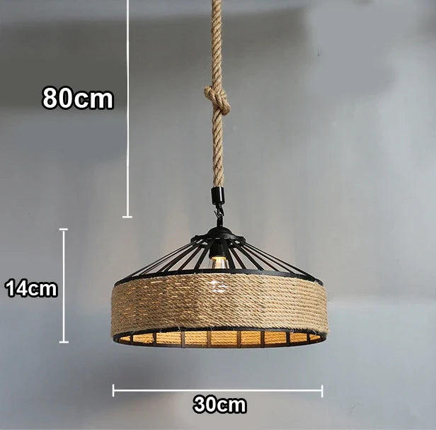 suspension en sisal vintage avec éclairage créatif et tissage élégant