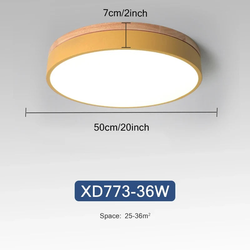 Rond 7 couleurs nordique LED plafonniers pour salon chambre plafonniers en bois 3 lumières couleur réglable couloir balcon