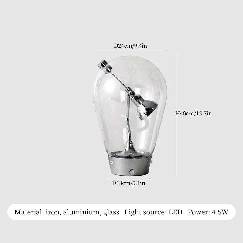 lampe de bureau vintage en verre style industriel tactile