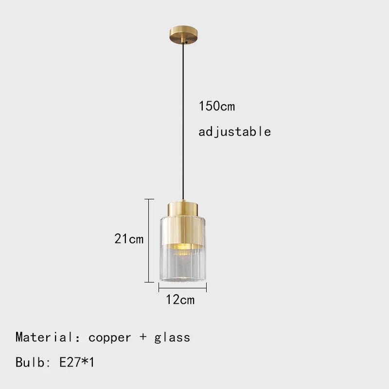 lustre moderne en verre transparent avec fil réglable