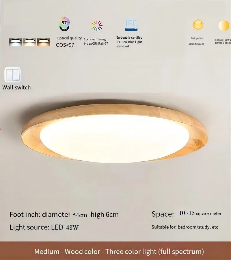 plafonnier en bois massif design wabi-sabi pour intérieur lumineux