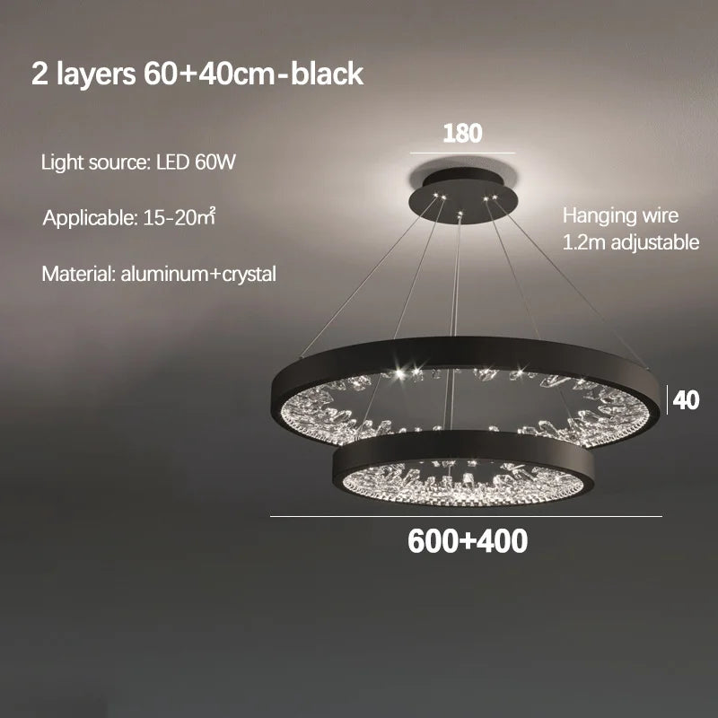 lustre en cristal design luxe avec éclairage led