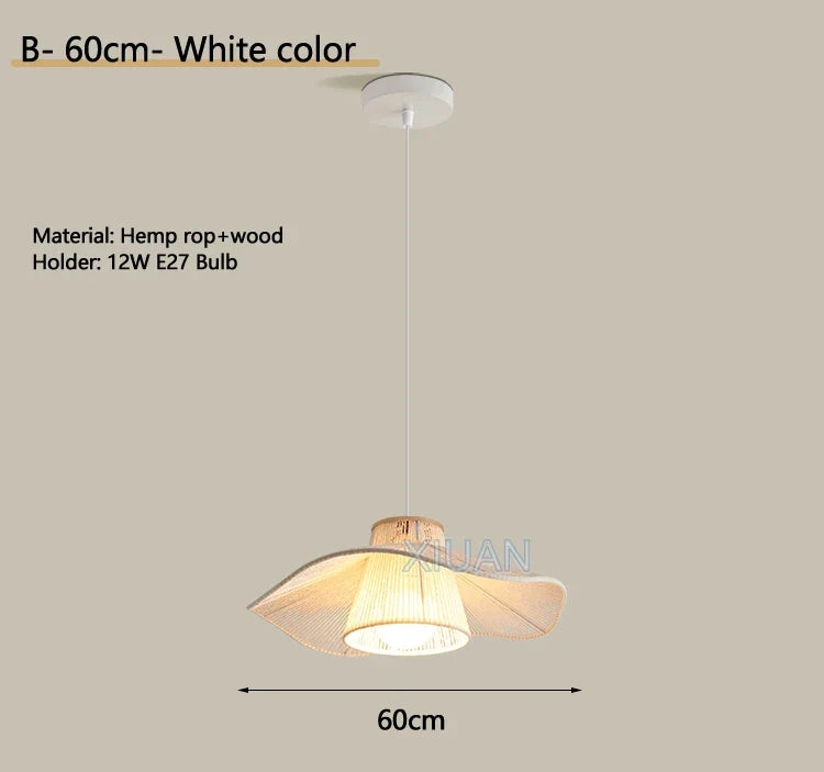 lustre suspendu wabi-sabi en corde de chanvre