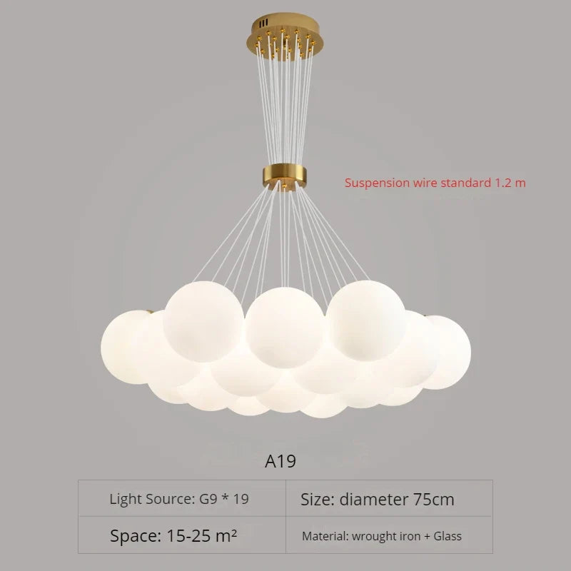 lustre nordique planète lune design bulle led décoration maison
