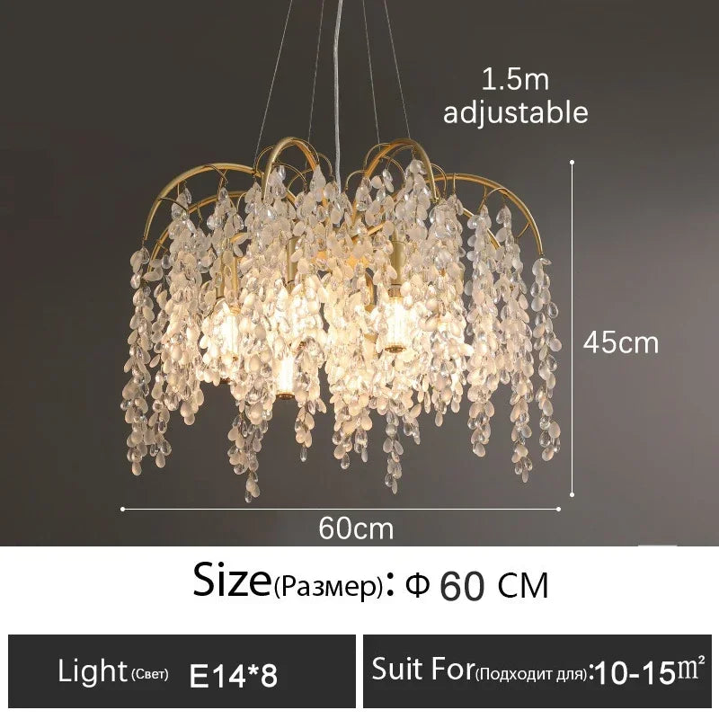 lustre en cristal doré pour un éclairage luxueux intérieur
