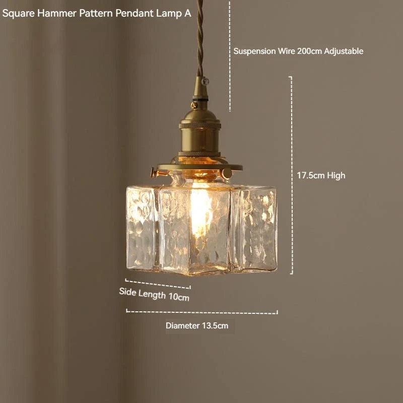 suspension de style japonais vintage en verre et laiton led