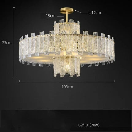 plafonnier design rond à couches en cuivre doré