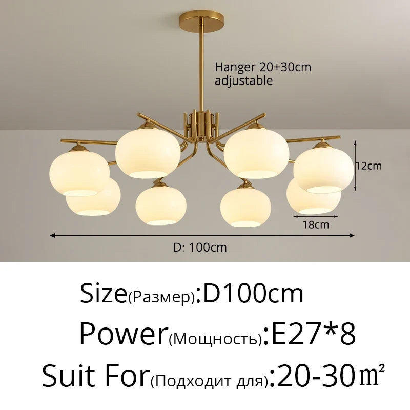 lustre nordique simple en verre blanc pour décoration de plafond