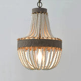 lustre vintage en bois perle style campagne américaine