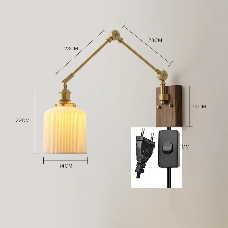 iwhd Applique murale led pivotante en cuivre avec interrupteur à chaîne