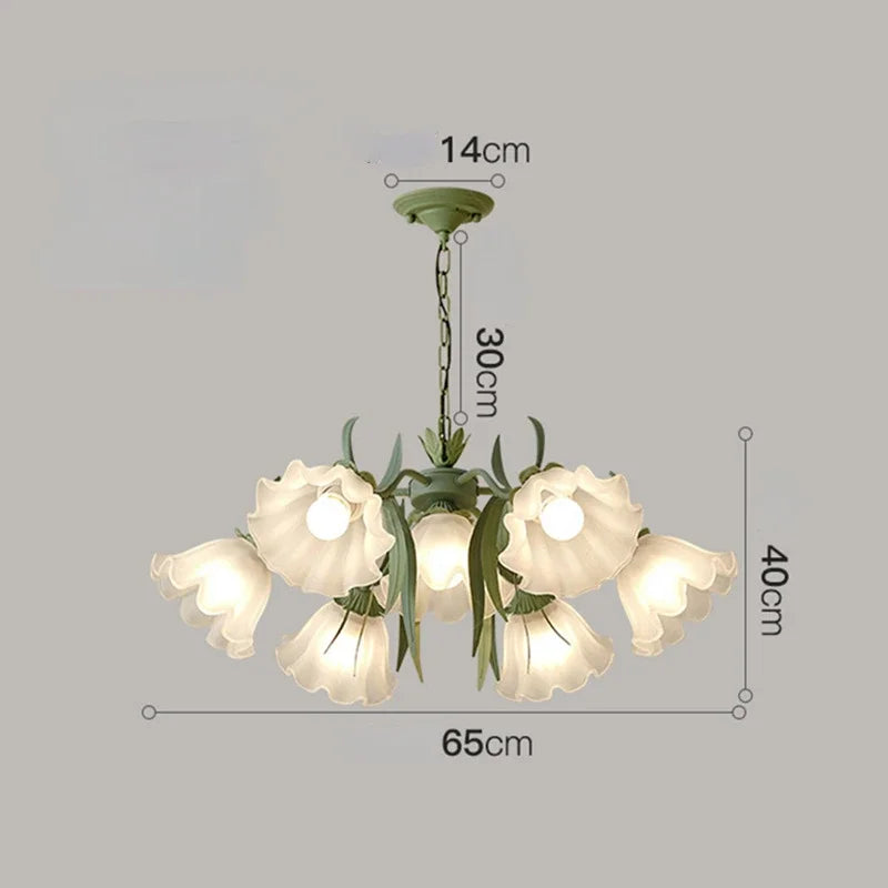 lustre à la française en verre avec fleurs style muguet