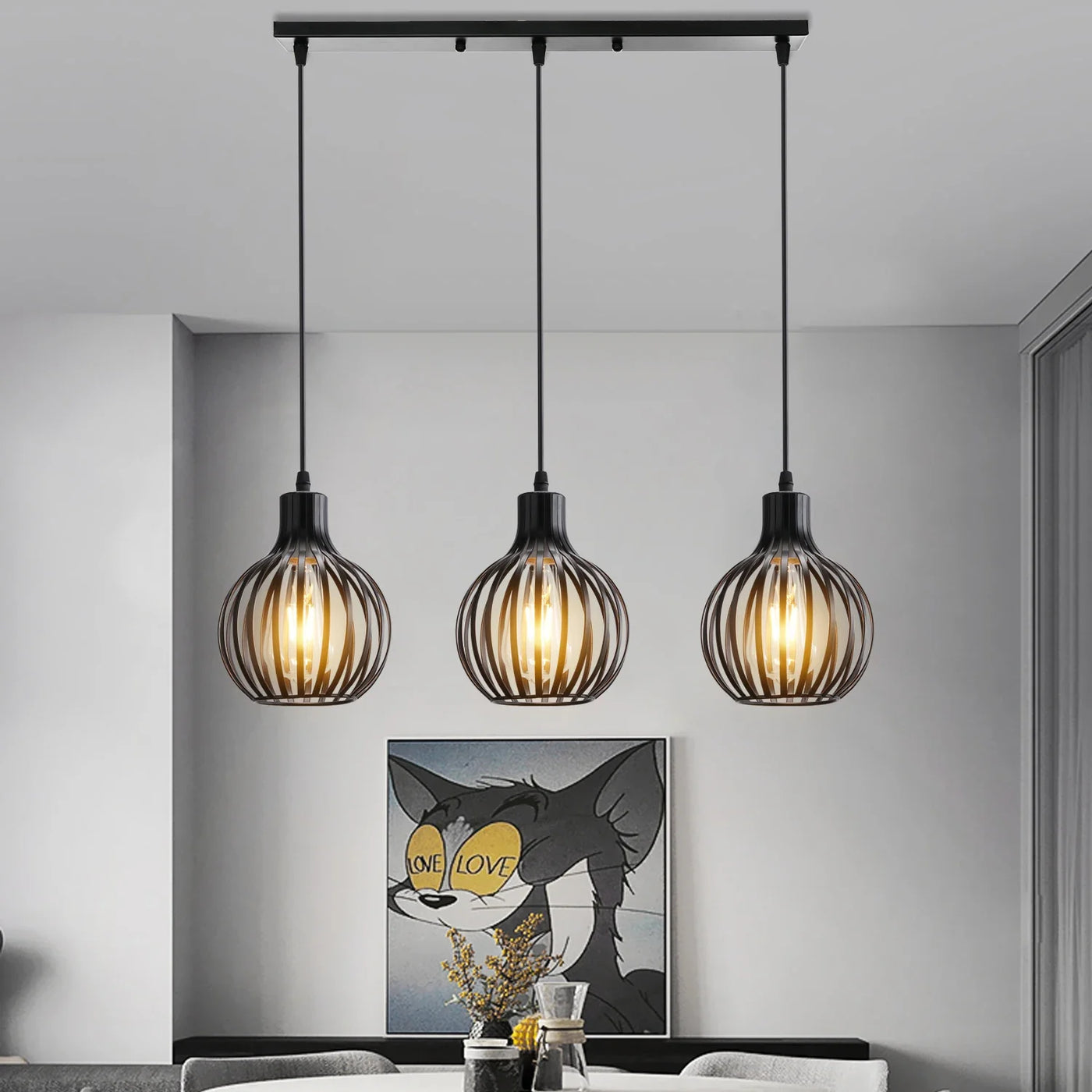 suspension industrielle rétro avec abat-jour géométrique moderne