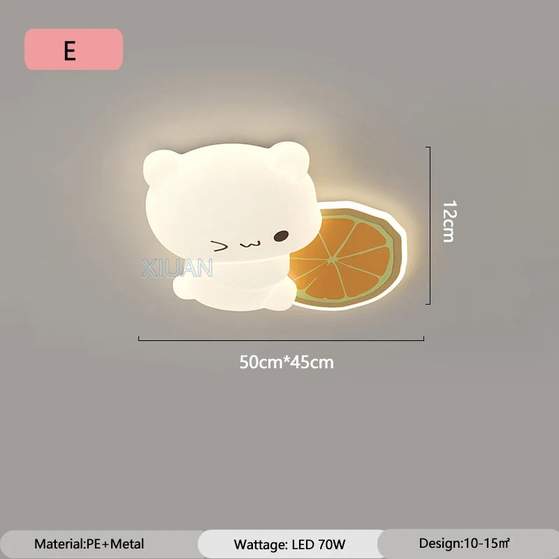 plafonnier led ours cartoon motif fruits pour enfants