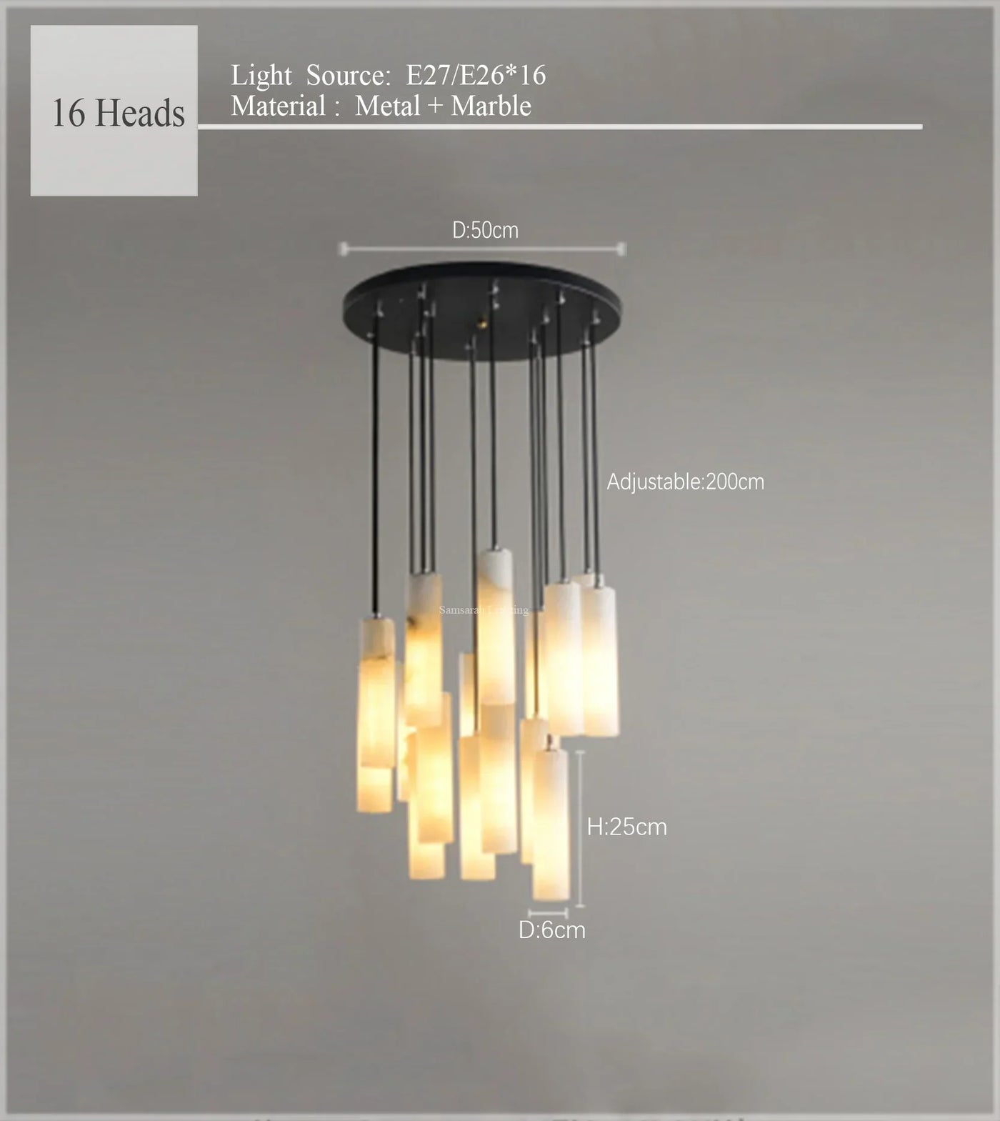 suspension en marbre naturel style nordique pour éclairage moderne