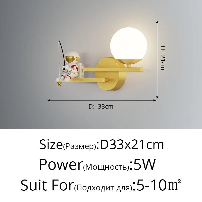 applique murale led astronaute lune planète style nordique 2022