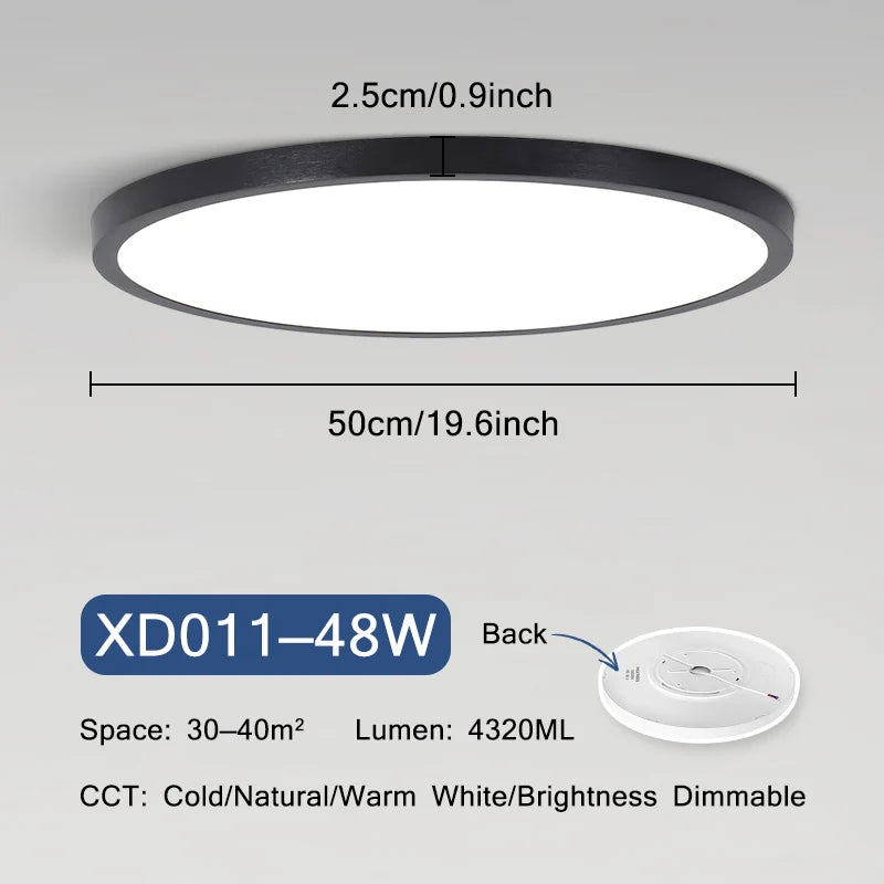 plafonnier led ultra mince moderne rond montage en surface