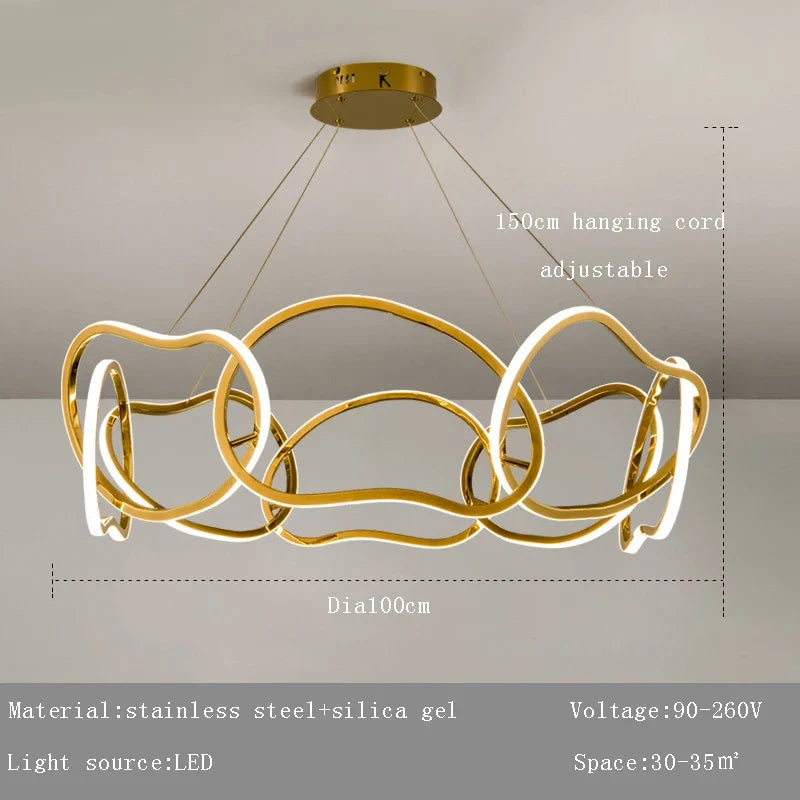lustre moderne 	 avec lampes led suspendues en silicone