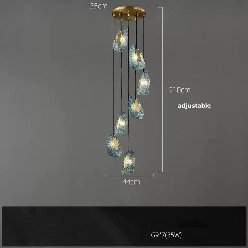 lustre art déco en cuivre et bleu pour intérieur élégant