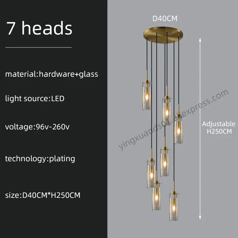 lustre en verre pour éclairage décoratif intérieur suspendu