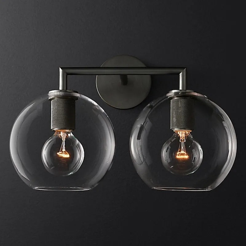 applique murale rétro américaine en verre avec éclairage led