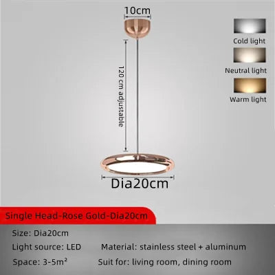 lustre en aluminium led design plaqué circulaire