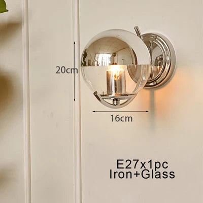 applique murale Boule d'espace argent Simple élégant haricots magiques petites boule de verre semi-plaqué chromé appliques murales couloir de chambre à coucher