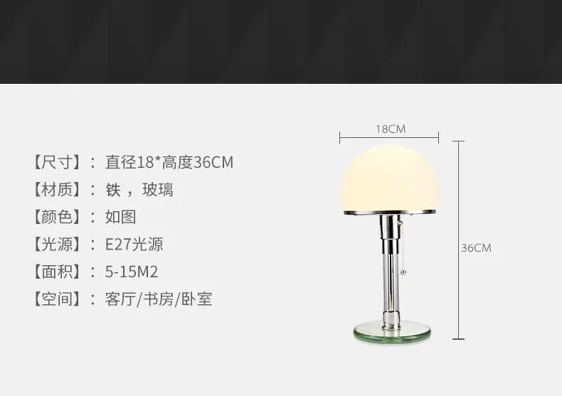 Wilhelm Wagenfeld Nordique Designer Bauhaus LED lampe de table design verre lampe de bureau chambre en acier inoxydable luminaires lampes de table