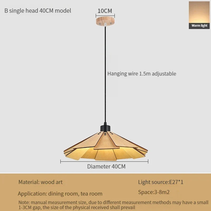 suspension en bois rétractable à bascule luminaire décoratif d'intérieur
